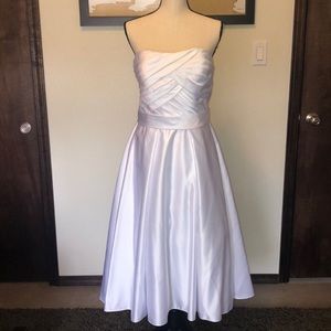 David’s Bridal Satin Tea-Length Wedding Gown